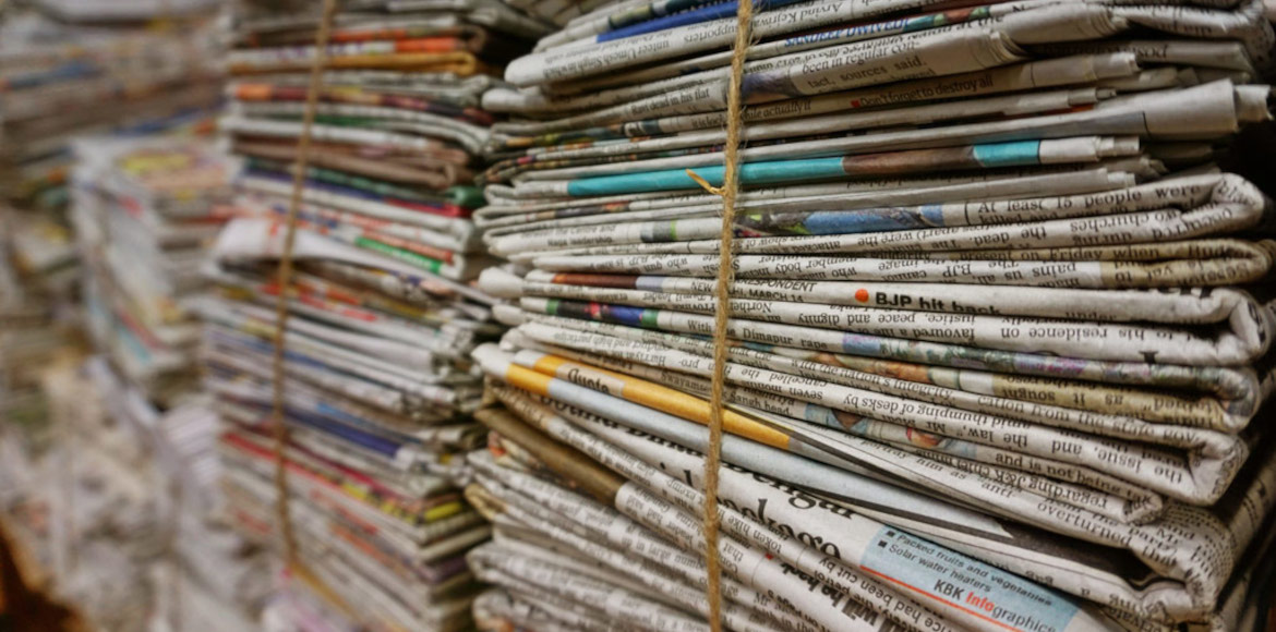 stacks of newspapers