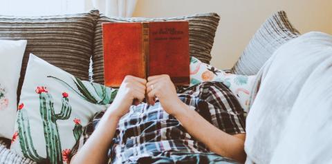 man reading a book